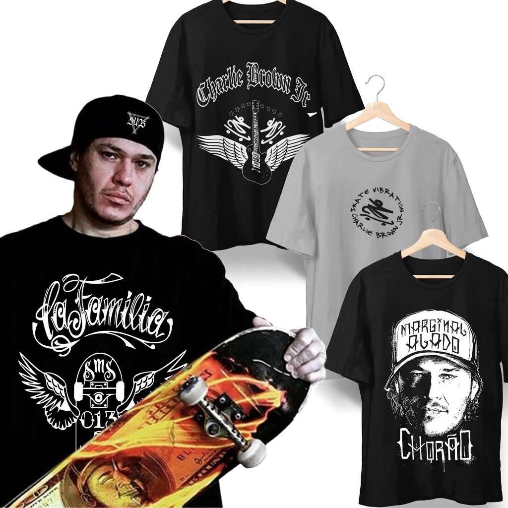 Camiseta Charlie Brown Jr. La Familia 013 Skateboard Rap Nacional Hip Hop Street Wear