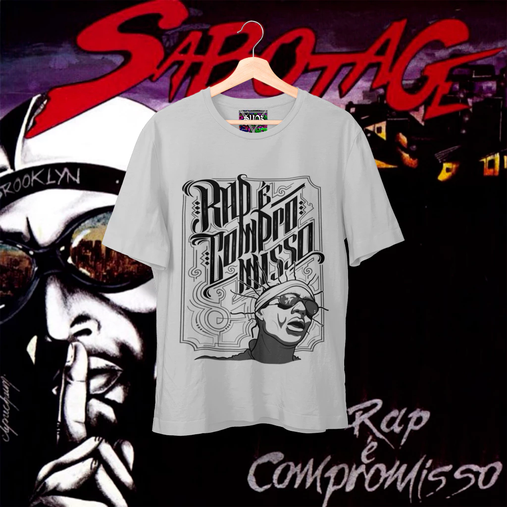Camiseta Sabotage Rap é Compromisso underground brasileiro Hip-Hop
