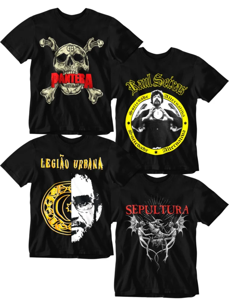 Camiseta Rock Banda Sepultura Raul Seixas Legião Urbana Pantera Punk Heavy Metal