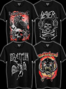 Camiseta Banda Rock Evanescence Led Zeppelin Motorhead Slayer