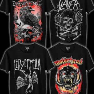 Camiseta Banda Rock Evanescence Led Zeppelin Motorhead Slayer