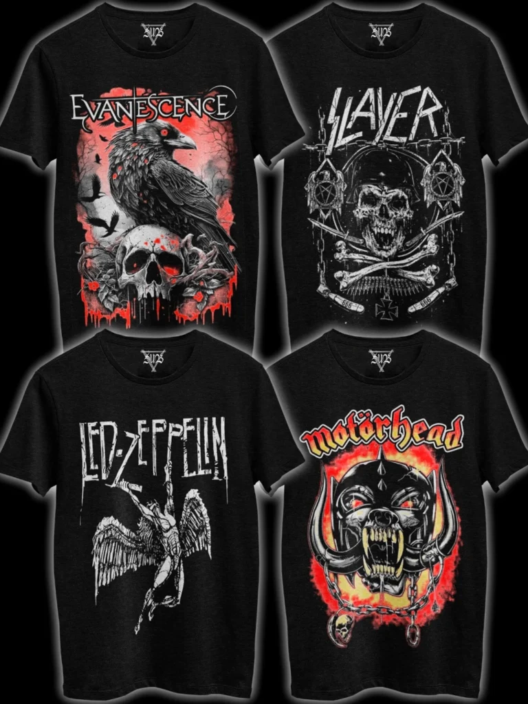 Camiseta Banda Rock Evanescence Led Zeppelin Motorhead Slayer